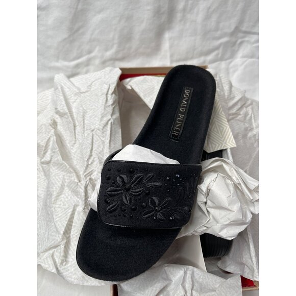 Donald Pliner Fifi Felt Wedge Boho Black Sandal  8.5 M - Picture 4 of 6